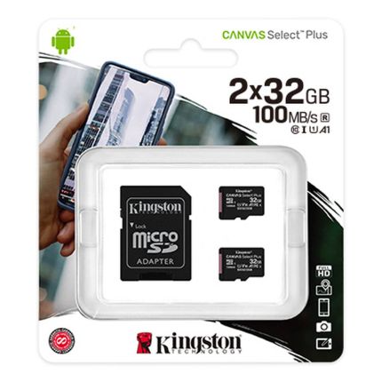 KINGSTON 32GB MICRO SD CLASS 10 SELECT PLUS - 2P (SDCS2/32GB-2P1A)