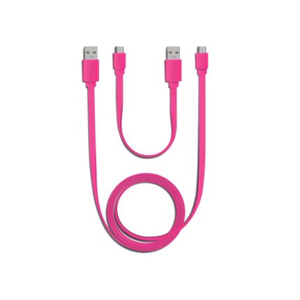 VERBATIM 2PCS SET MICROUSB TO USB CABLE CHARGER 120cm+30cm - PINK (#64823) (^^)